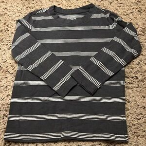 3/$10 Boys Jumping Beans Essential Tee Striped Long Sleeve Shirt Sz 5 Gray/White